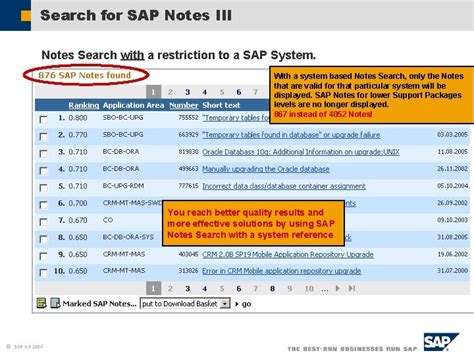 sap notes search